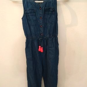 Blue and pink jumpsuit with side pockets